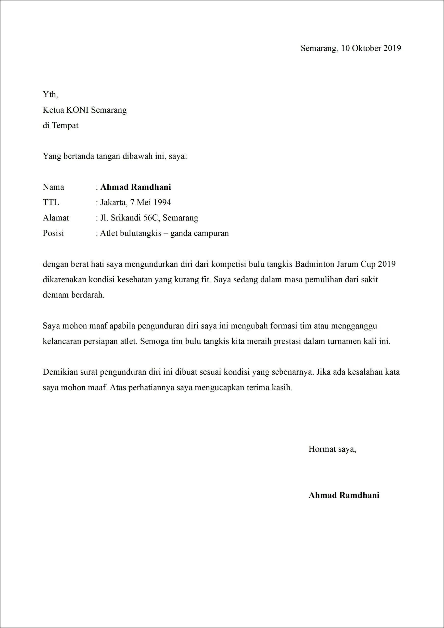 Contoh Surat Permohonan Izin Atelit Tidak Masuk Sekolah