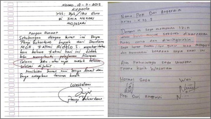 Contoh Surat Permohonan Izin Dengan Alasan Tidak Masuk Sekolah