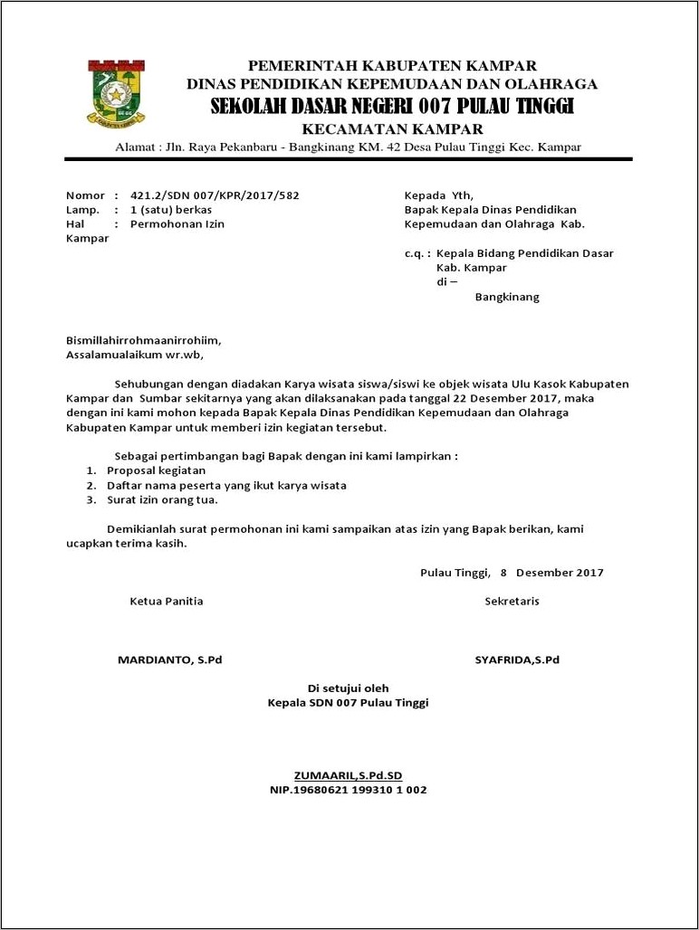 Contoh Surat Permohonan Izin Desa Wisata