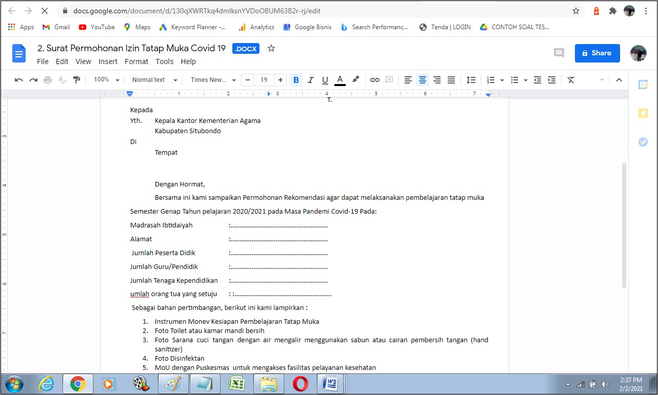 Contoh Surat Permohonan Izin Ke Sekolah