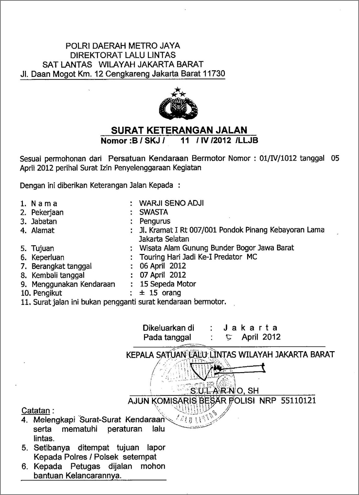 Contoh Surat Permohonan Izin Kegiatan Ke Polsek