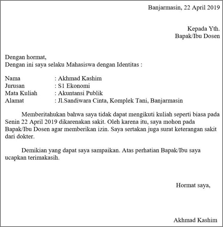 Contoh Surat Permohonan Izin Kuliah Untuk Kantor