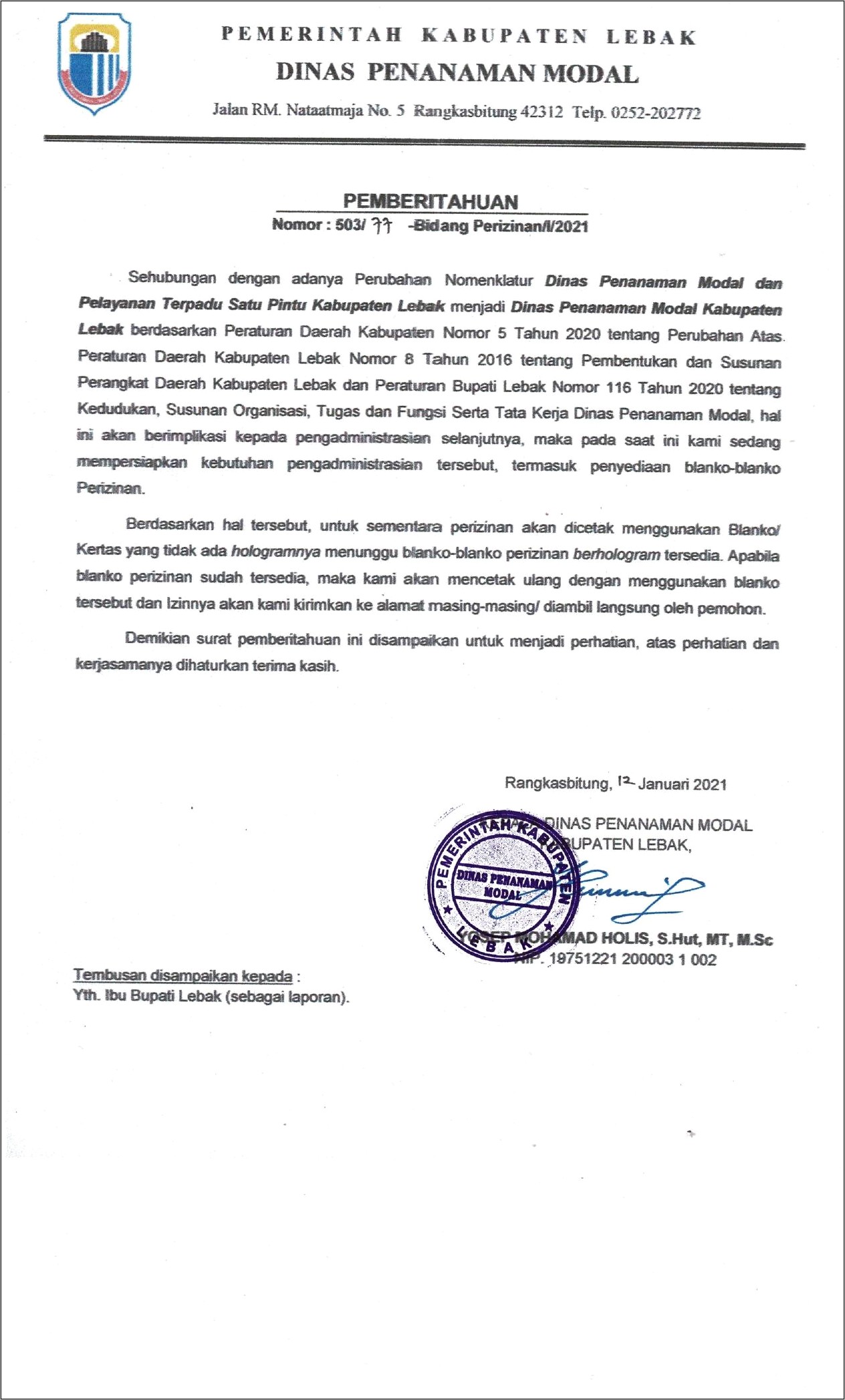 Contoh Surat Permohonan Izin Kursus Untuk Dinas Penanaman Modal