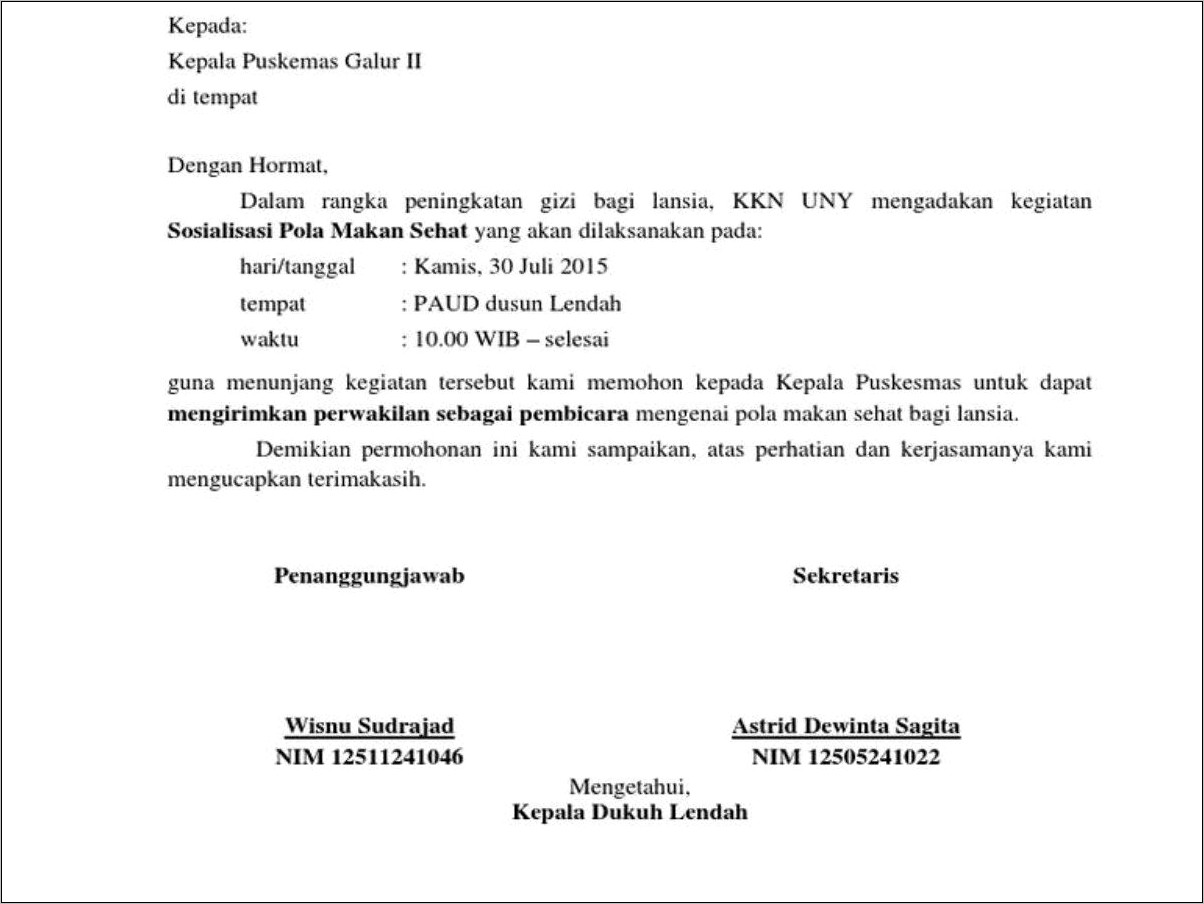 Contoh Surat Permohonan Izin Lokasi Acara