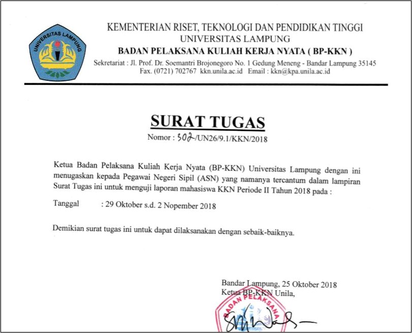 Contoh Surat Permohonan Izin Tempat Kkn