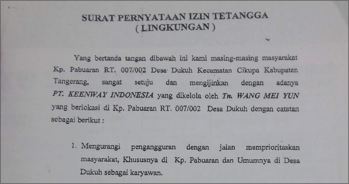 Contoh Surat Permohonan Izin Tetangga