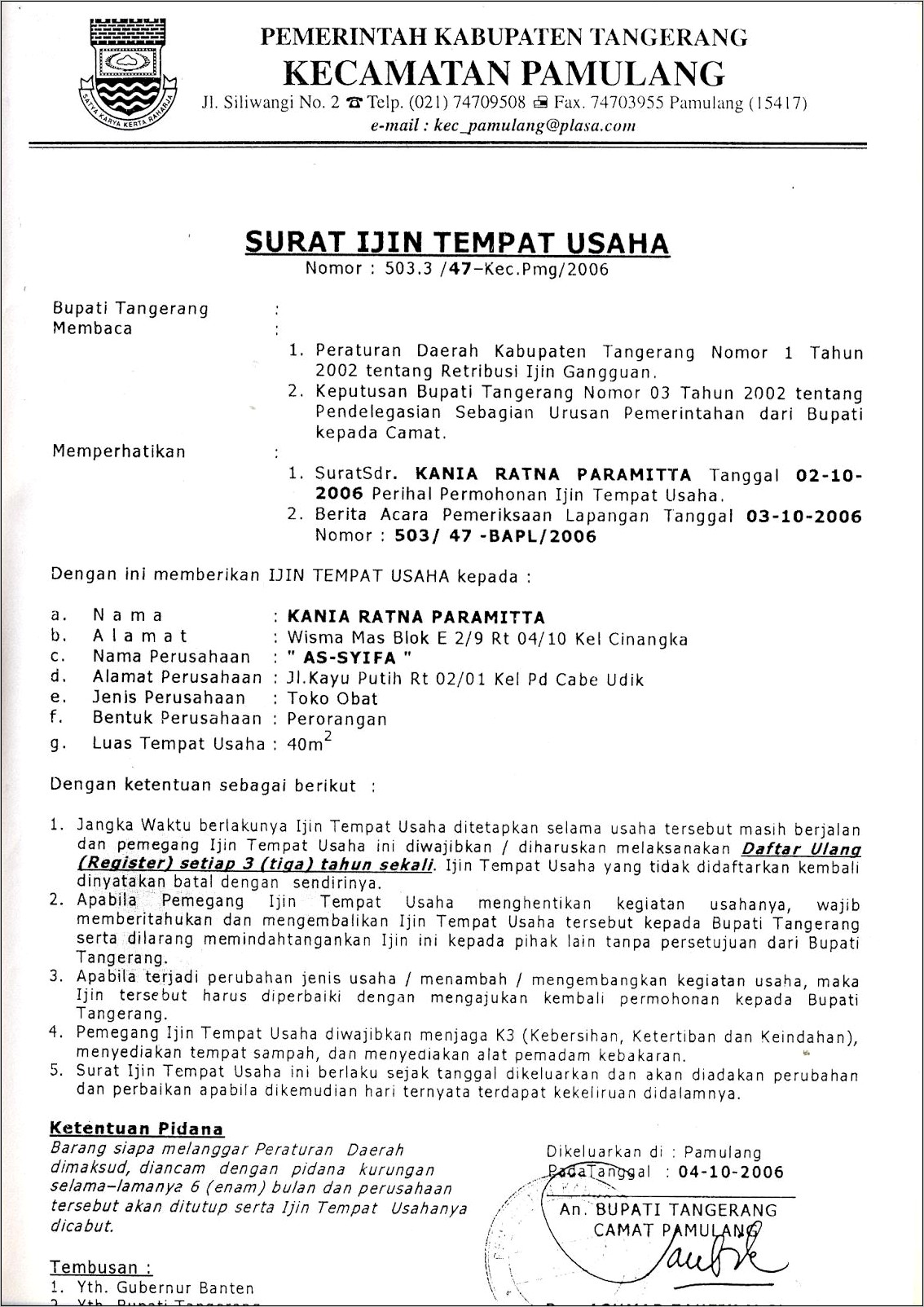 Contoh Surat Permohonan Izin Usaha