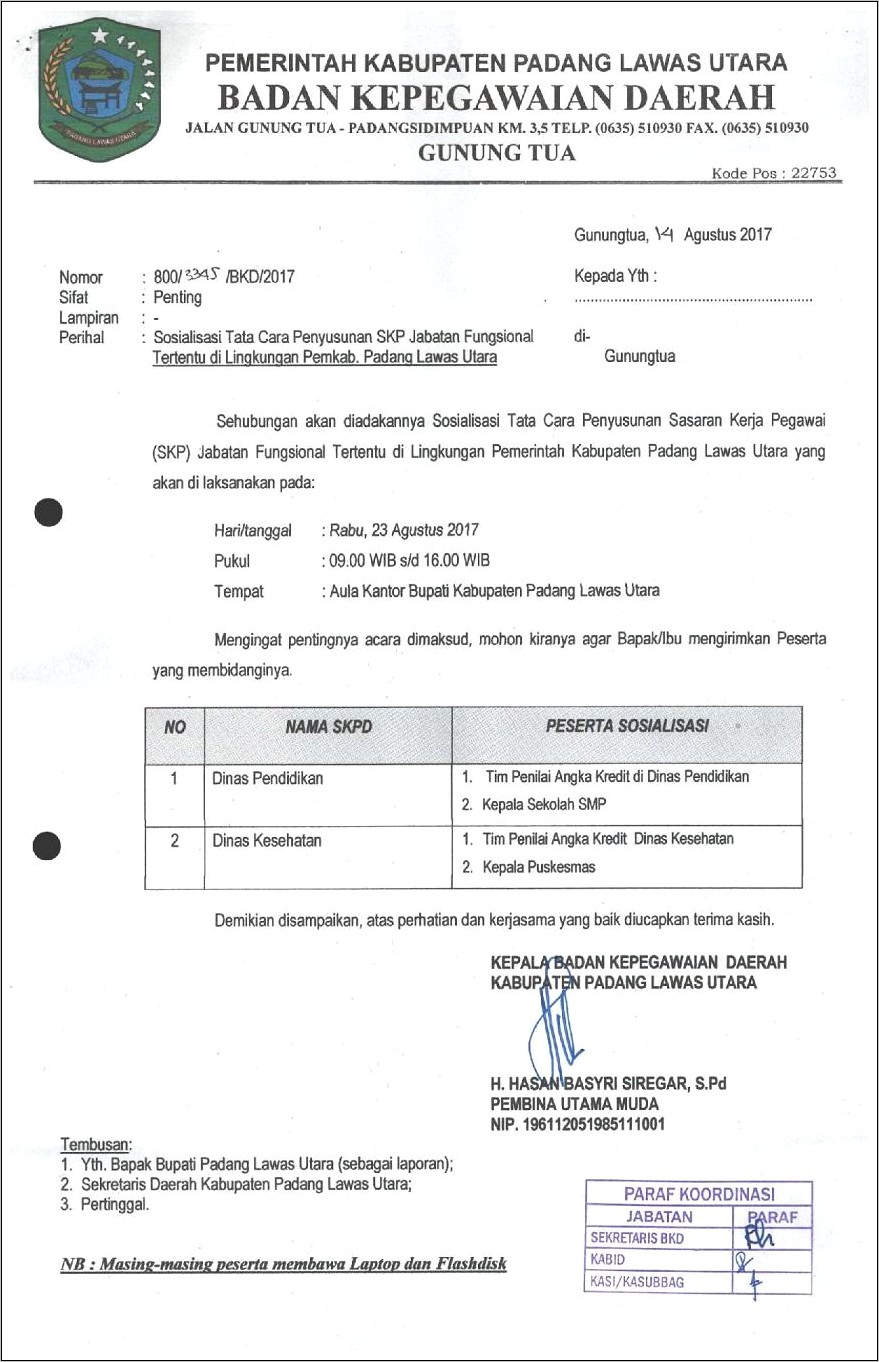 Contoh Surat Permohonan Jabatan Fungsional