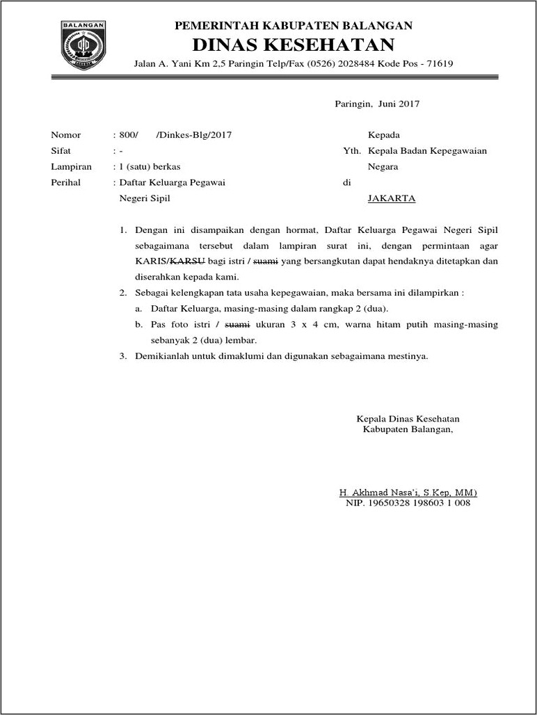 Contoh Surat Permohonan Karsu
