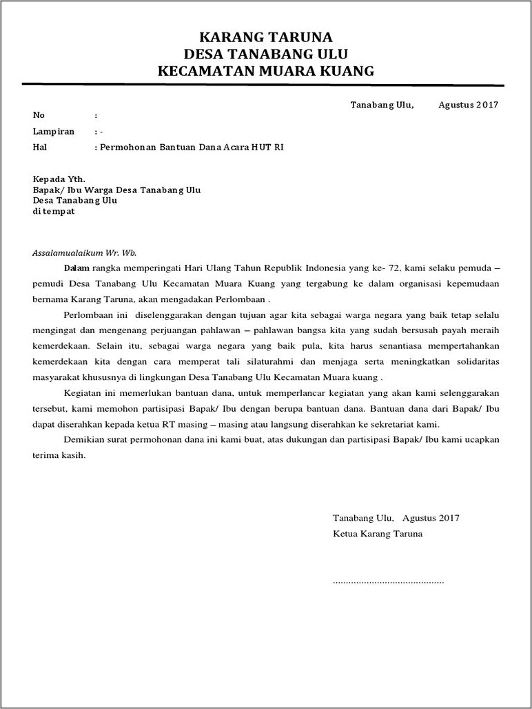 Contoh Surat Permohonan Ke Bazarnas