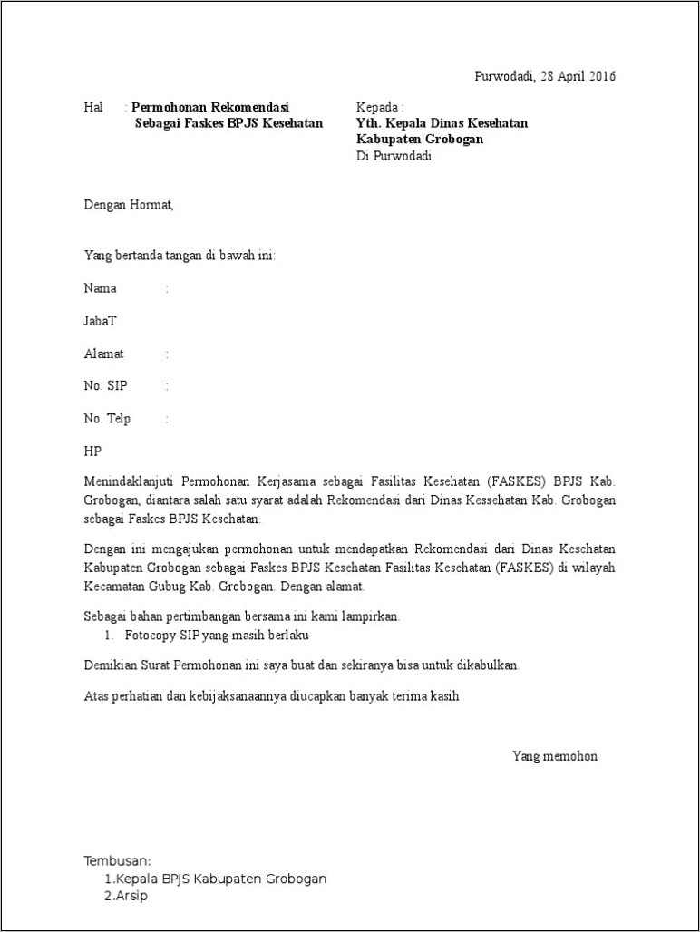 Contoh Surat Permohonan Ke Bpjs Untuk Permintaan Sertifikat