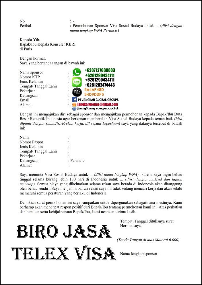 Contoh Surat Permohonan Ke Embassy Di Sponsori Olehperusahaan