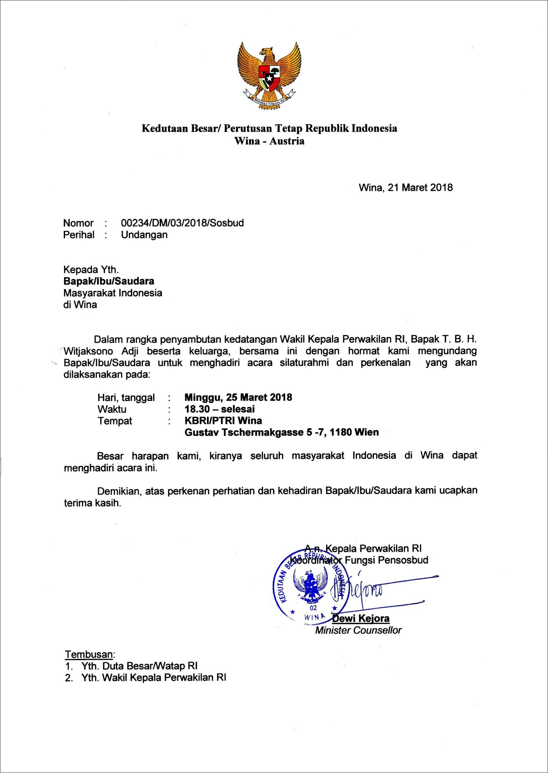 Contoh Surat Permohonan Ke Kbri