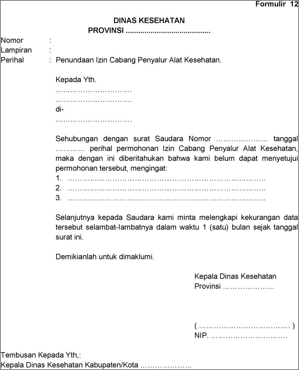 Contoh Surat Permohonan Ke Kepala Dinas Kesehatan