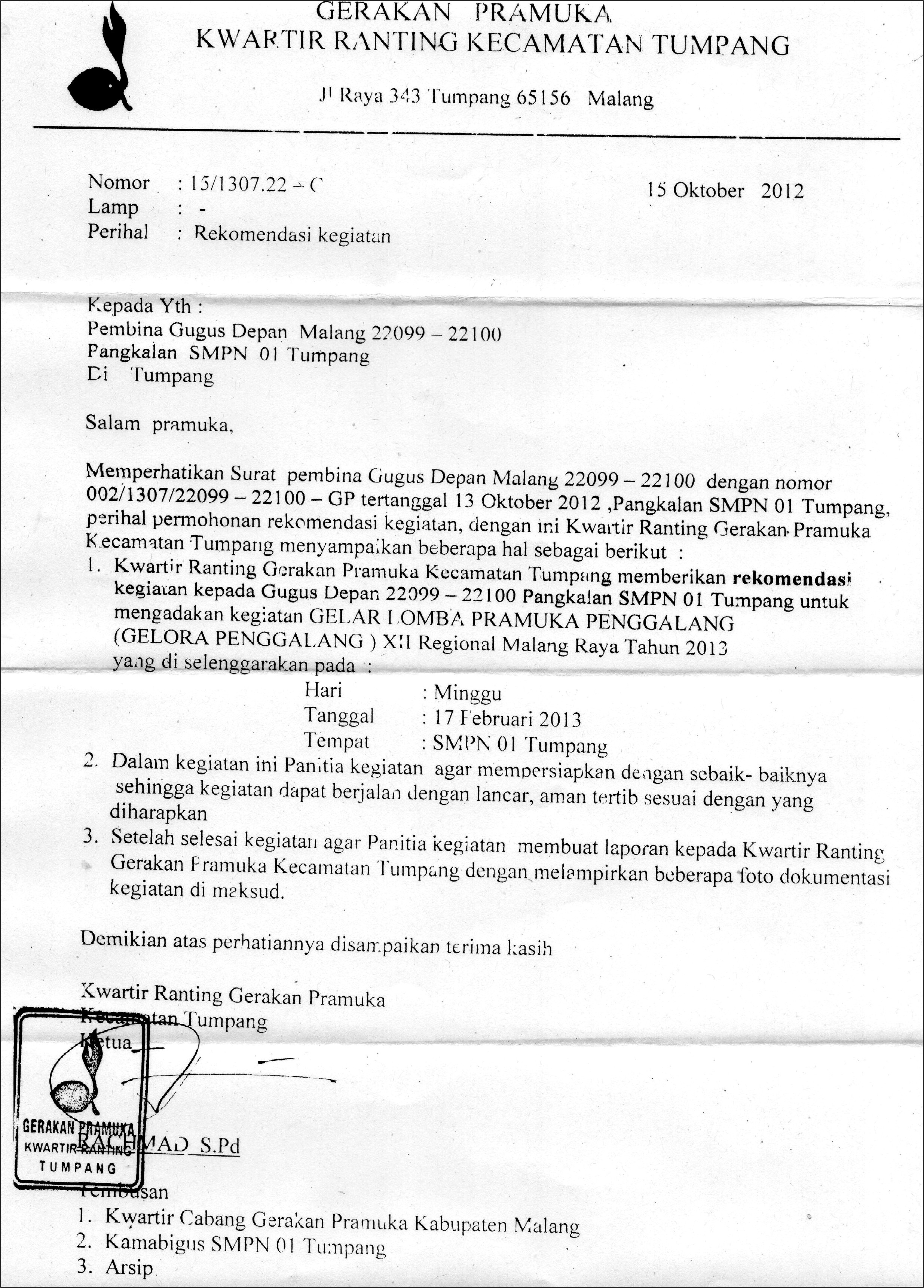Contoh Surat Permohonan Ke Koramil Untuk Menjadi Pembina Pramuka