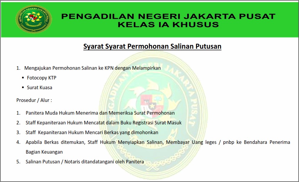 Contoh Surat Permohonan Ke Pengadilan Negeri