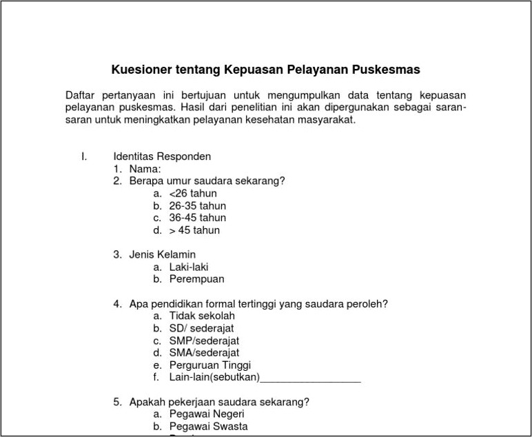 Contoh Surat Permohonan Ke Responden Untuk Mengisi Kuesioner