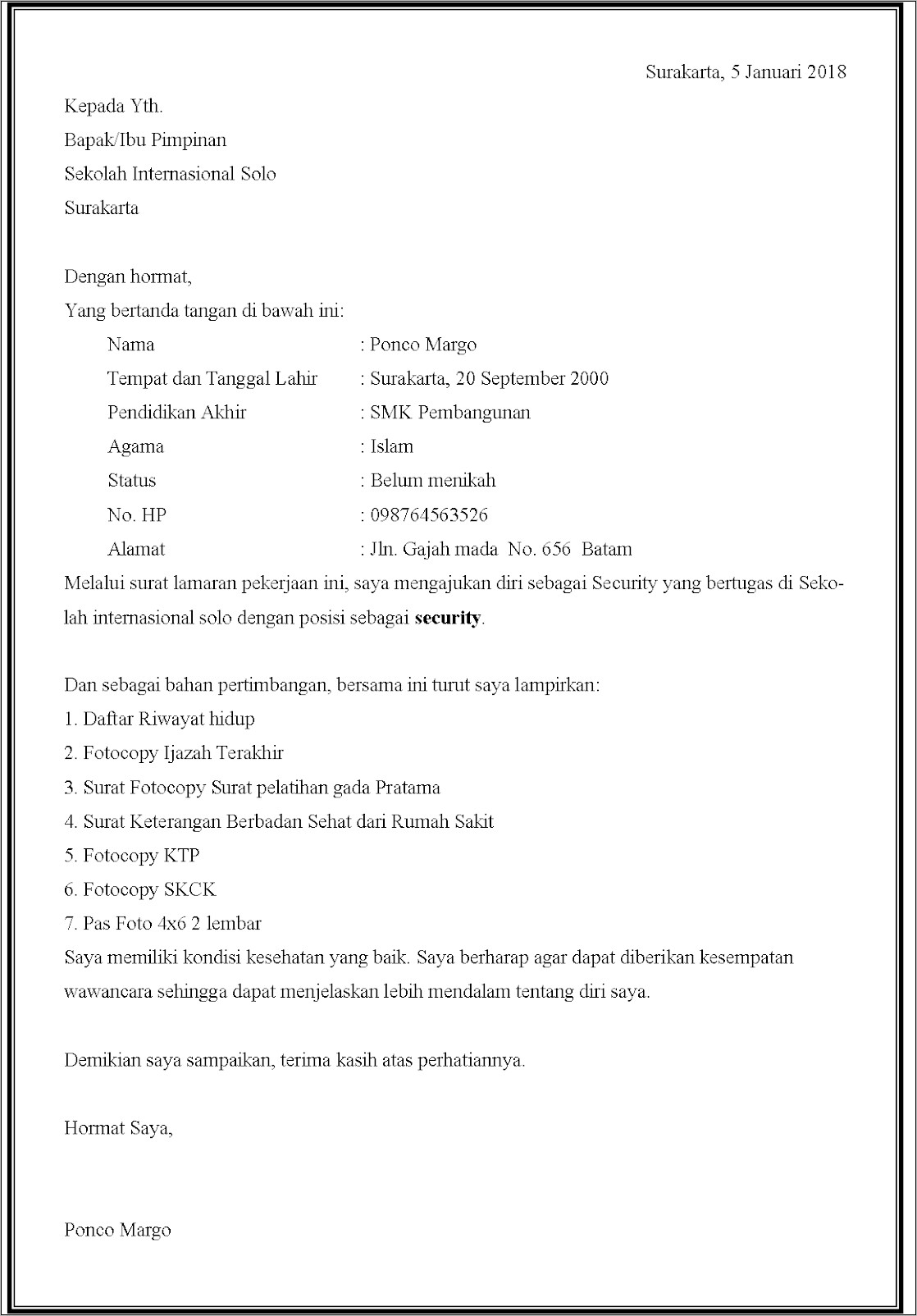 Contoh Surat Permohonan Ke Satpam Dijaga Rumahnya Dari Developer