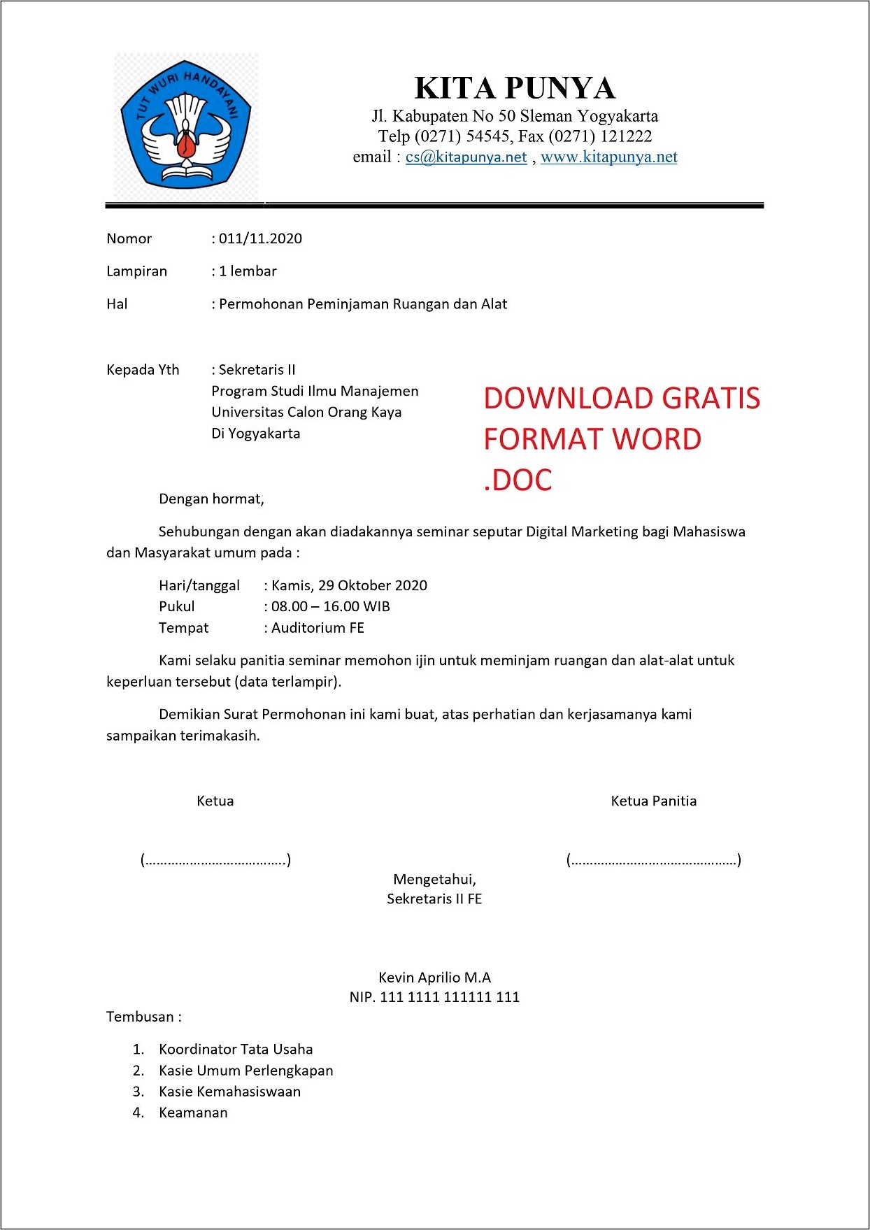 Contoh Surat Permohonan Keamanan