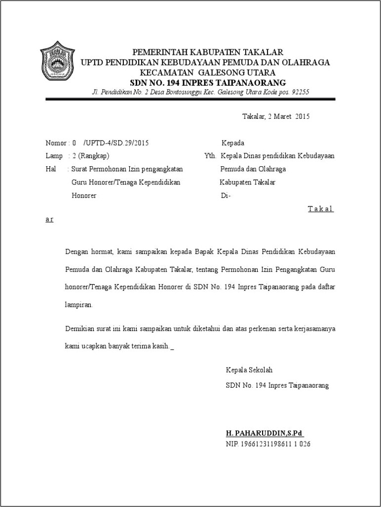 Contoh Surat Permohonan Kebutuhan Guru Ke Bkd.doc