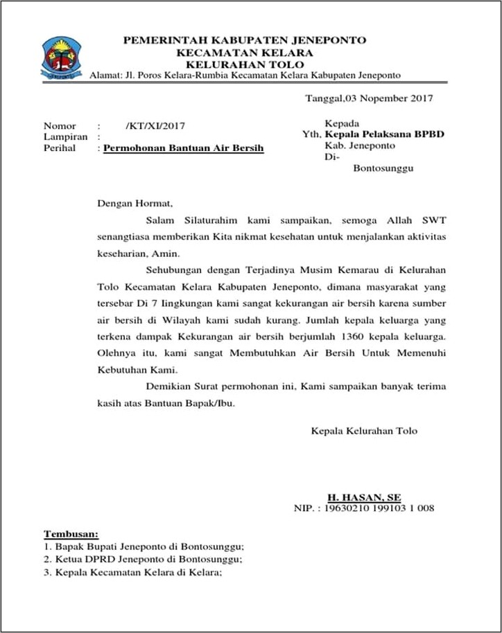 Contoh Surat Permohonan Kepada Bupati