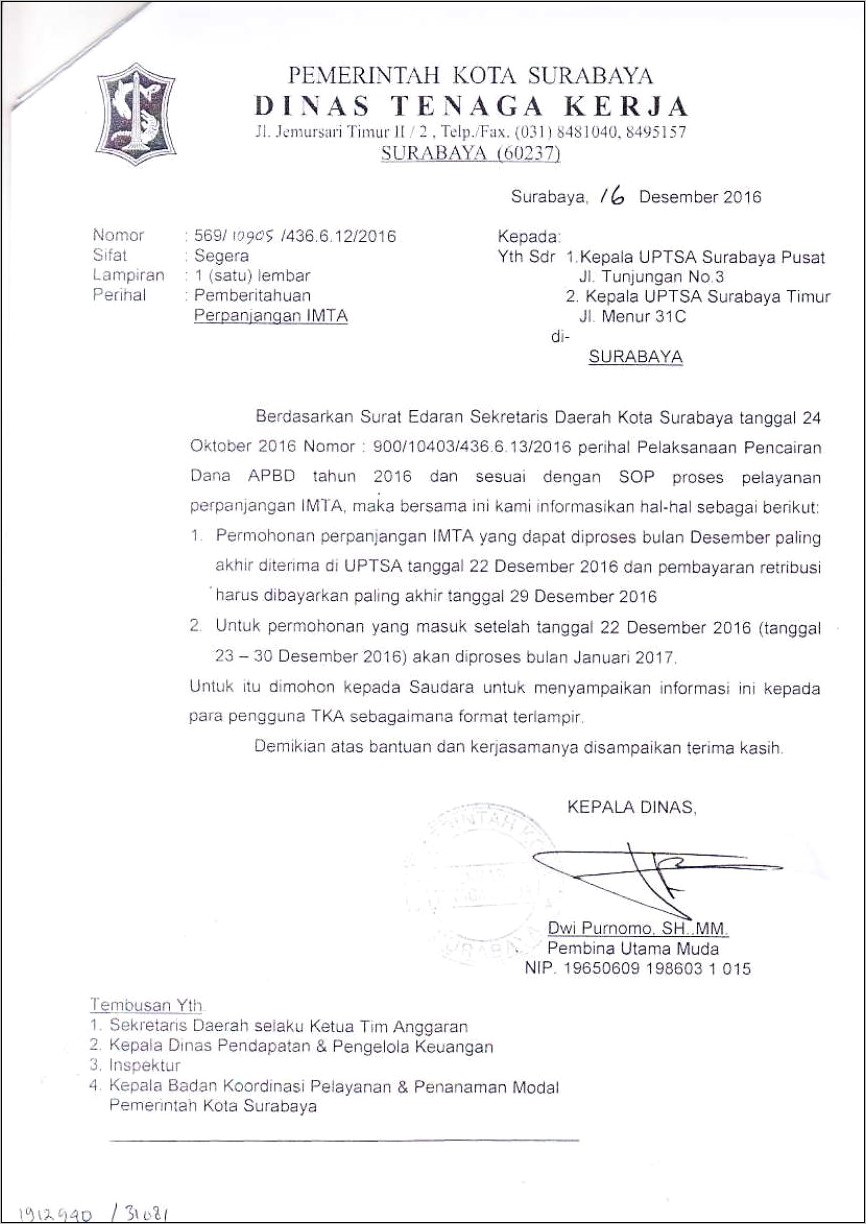 Contoh Surat Permohonan Kepada Dinas Penanaman Modal Imta