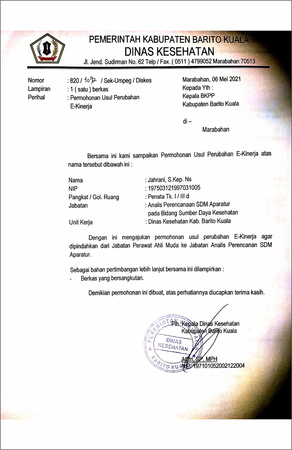 Contoh Surat Permohonan Kepala Skpd