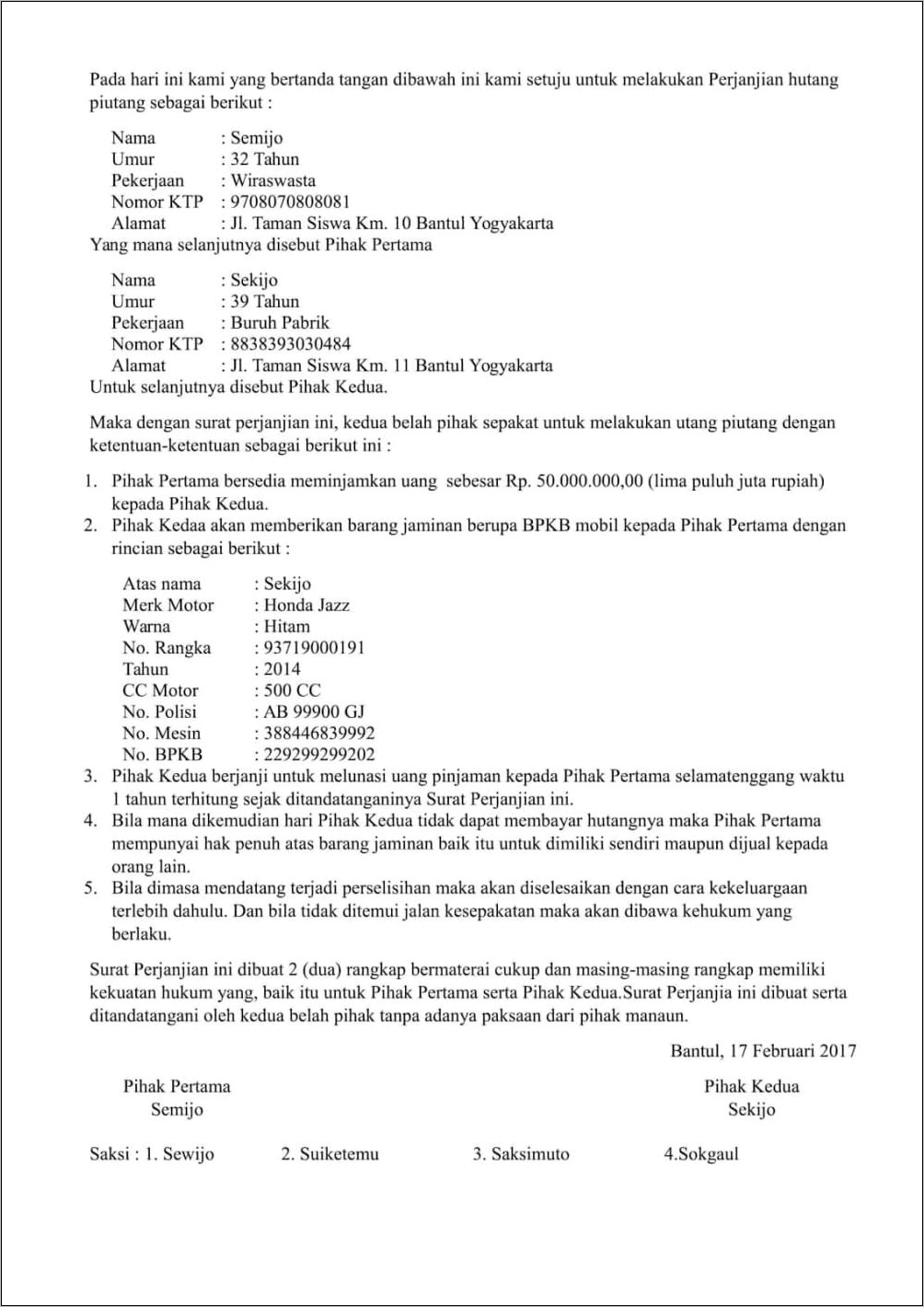 Contoh Surat Permohonan Keringanan Piutang