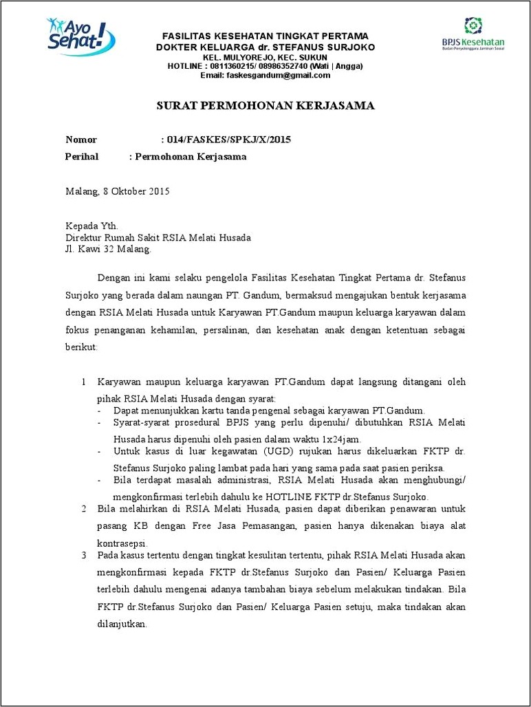 Contoh Surat Permohonan Kerjasama Antar Rs Pdf
