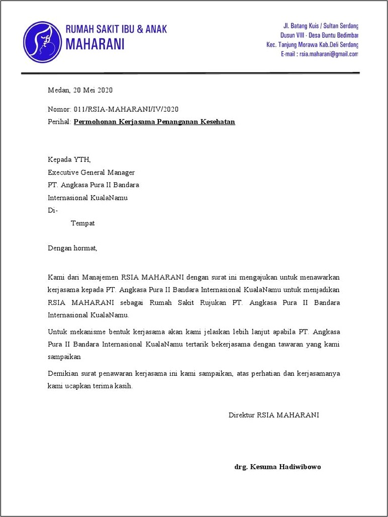 Contoh Surat Permohonan Kerjasama Antara Radio Dan Lembaga Bandara