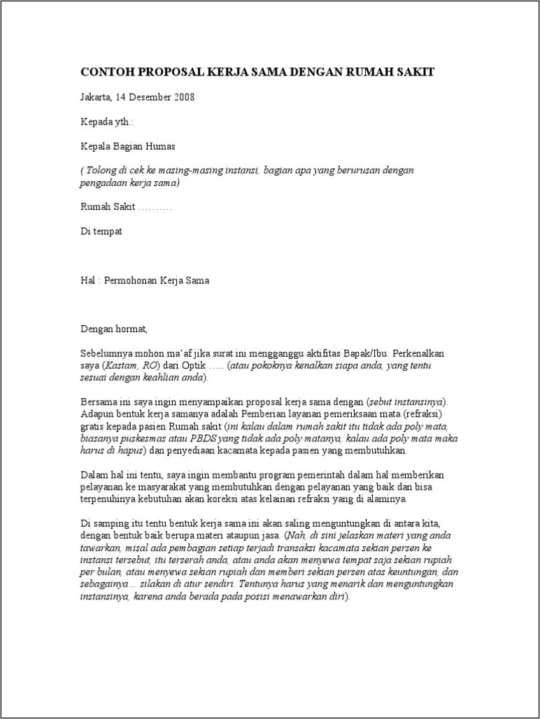 Contoh Surat Permohonan Kerjasama Dengan Sponsor Bank