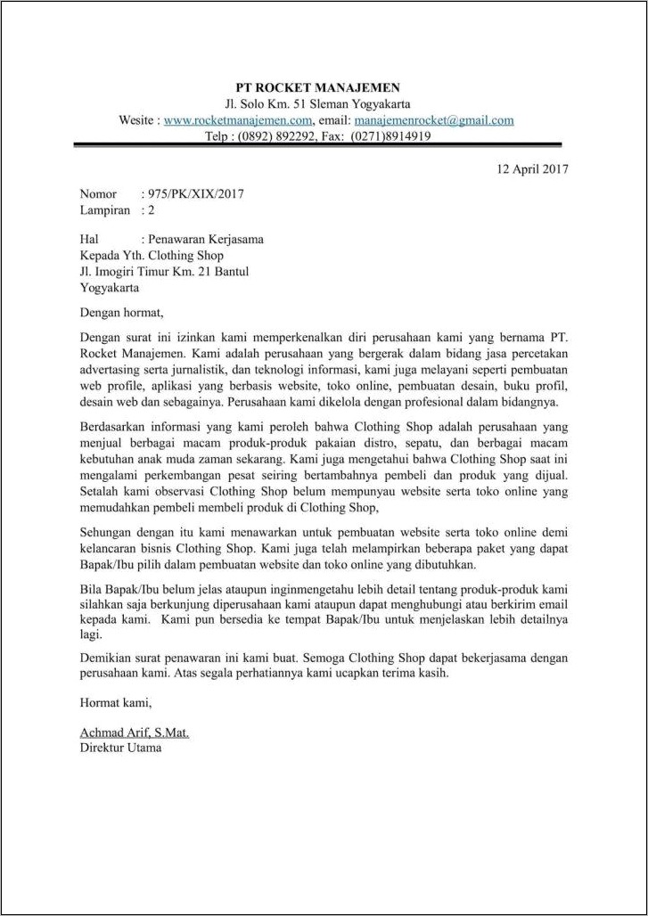 Contoh Surat Permohonan Kerjasama Ke Bank