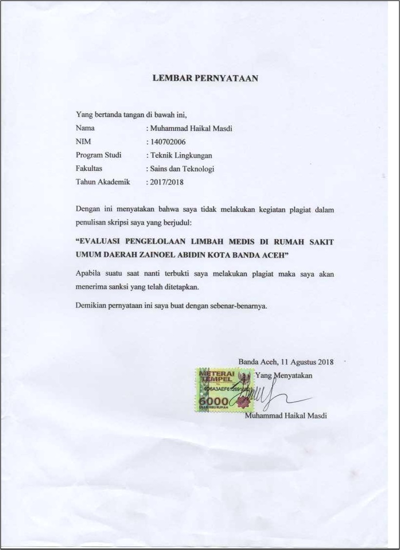 Contoh Surat Permohonan Kerjasama Pengelolaan Limbah Medis
