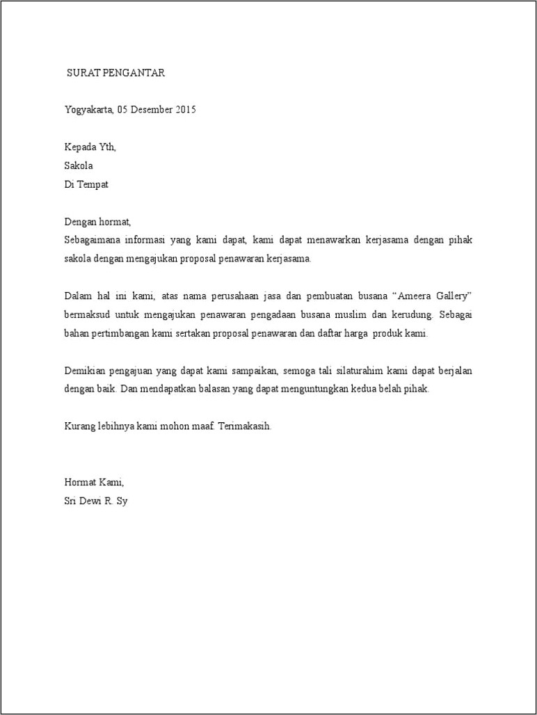 Contoh Surat Permohonan Kerjasama Workshop