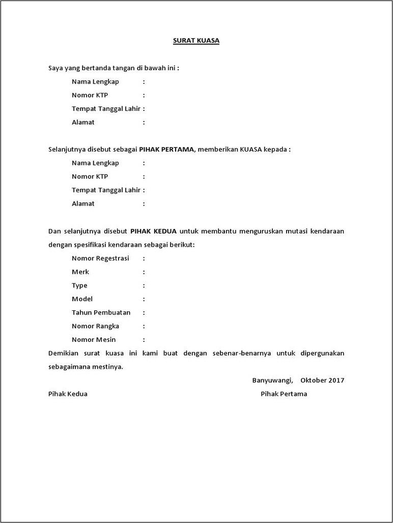 Contoh Surat Permohonan Kir Mobil