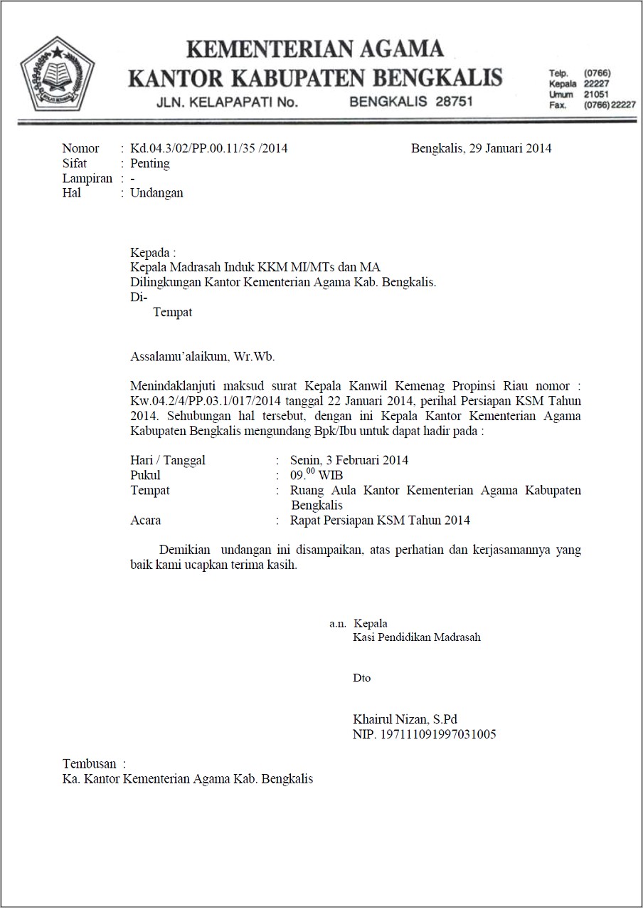 Contoh Surat Permohonan Kkm Madrasah Baru