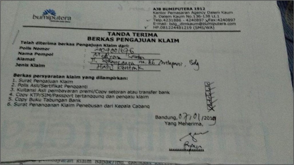 Contoh Surat Permohonan Klaim Asuransi Kematian