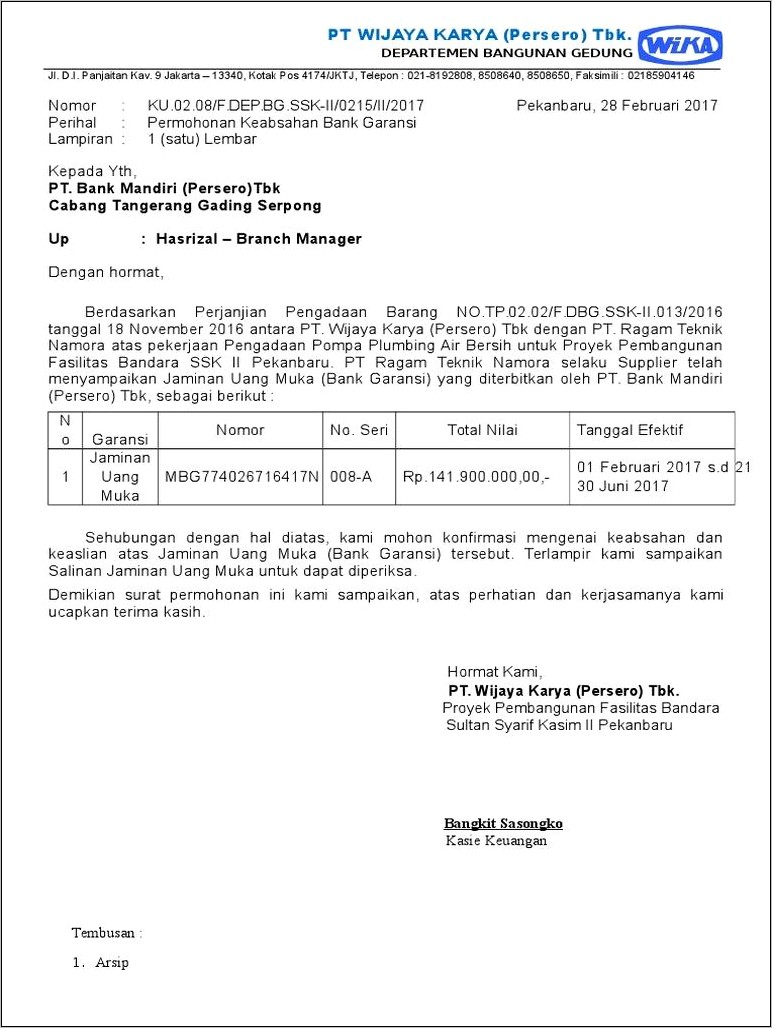 Contoh Surat Permohonan Konfirmasi Bank