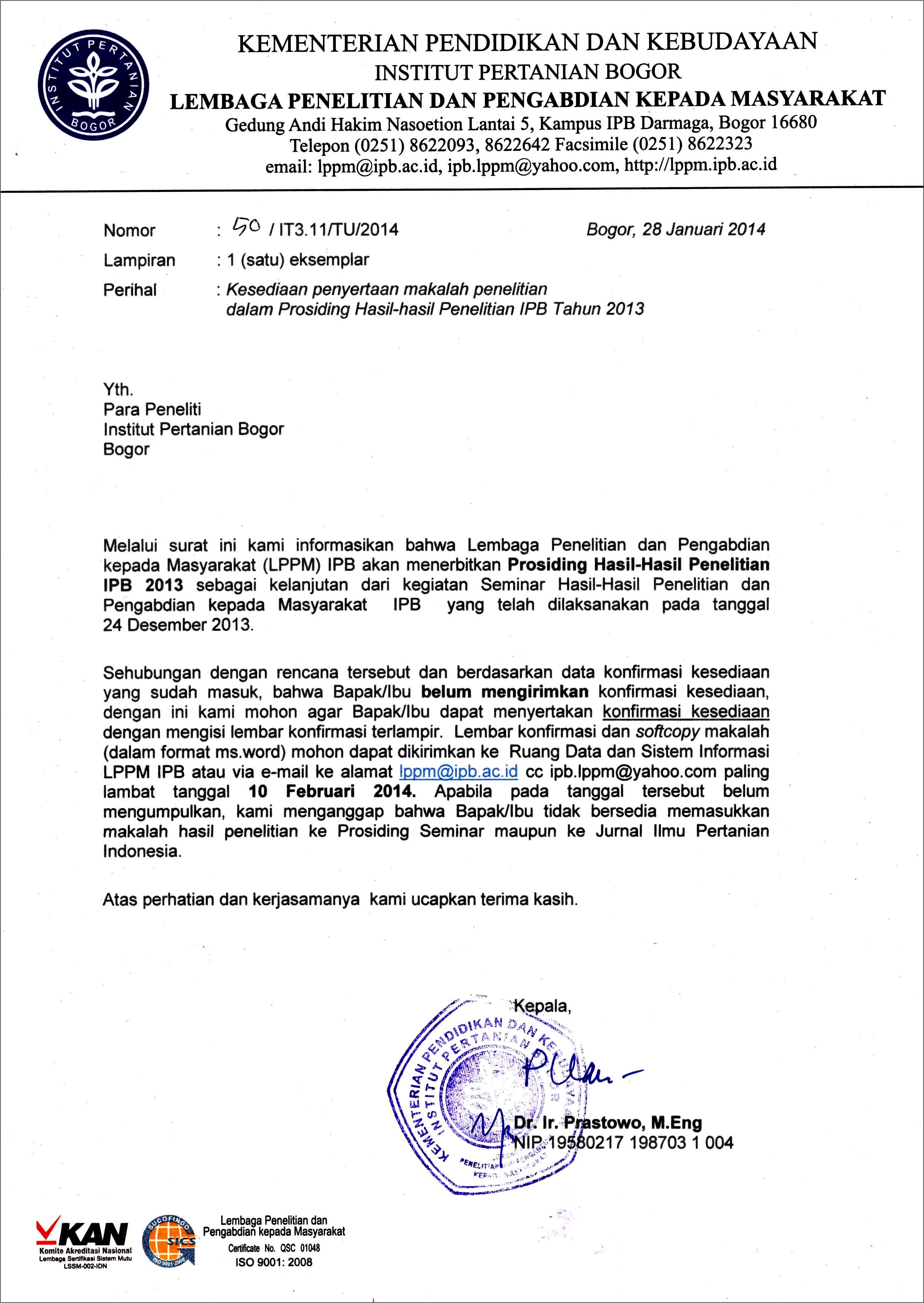 Contoh Surat Permohonan Konfirmasi