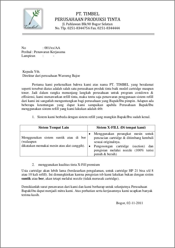 Contoh Surat Permohonan Kredit Hp