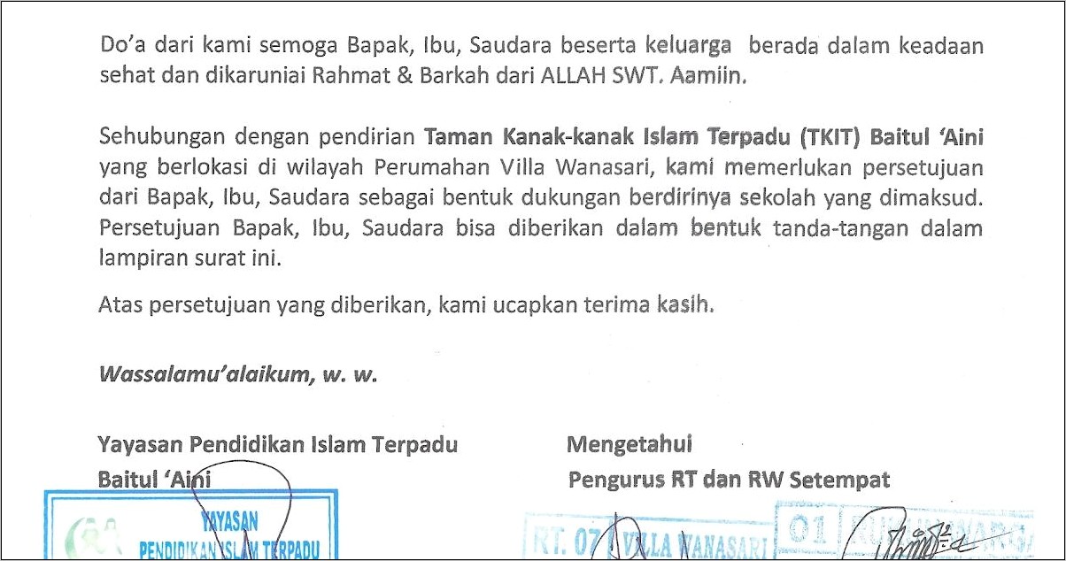 Contoh Surat Permohonan Kunjungan Paud Ke Kantor Polisi