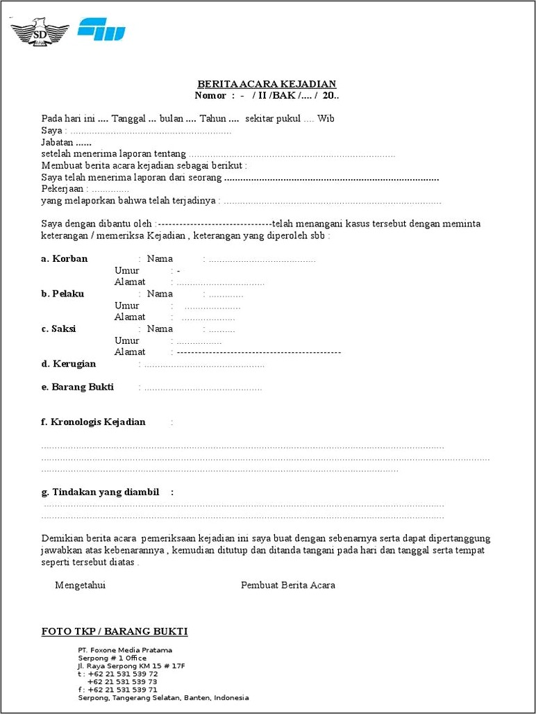 Contoh Surat Permohonan Laporan Kecelakaan Kapal