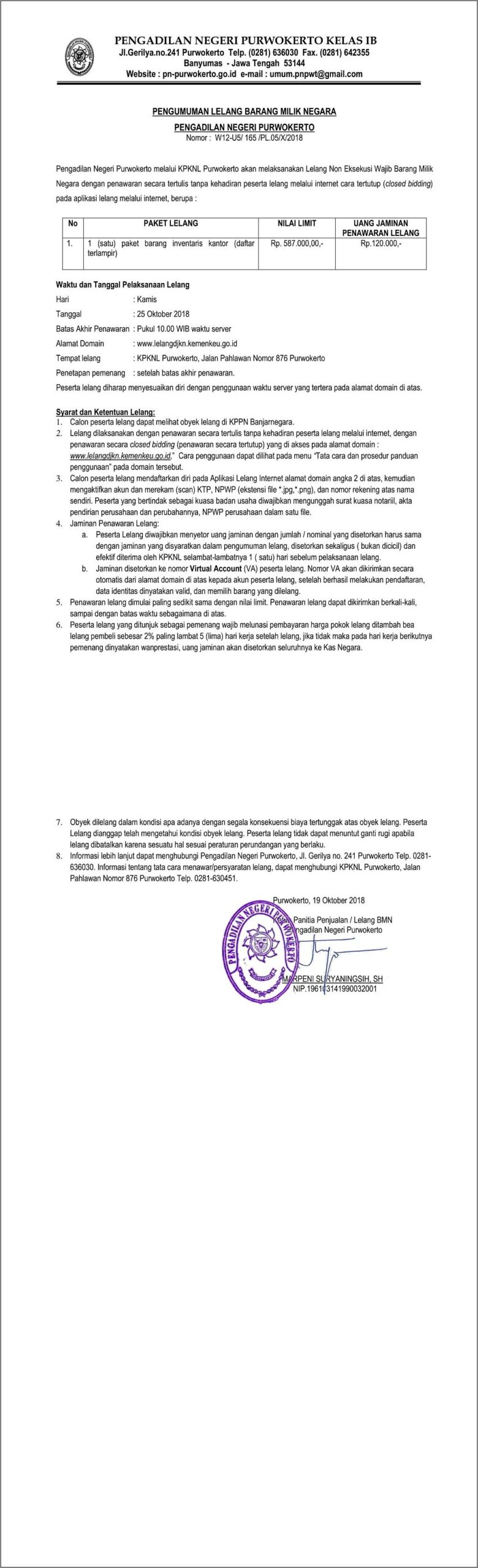 Contoh Surat Permohonan Lelang Dari Pengadilan Ke Kpknl