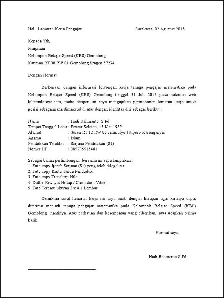 Contoh Surat Permohonan Lkp Ke Diknas