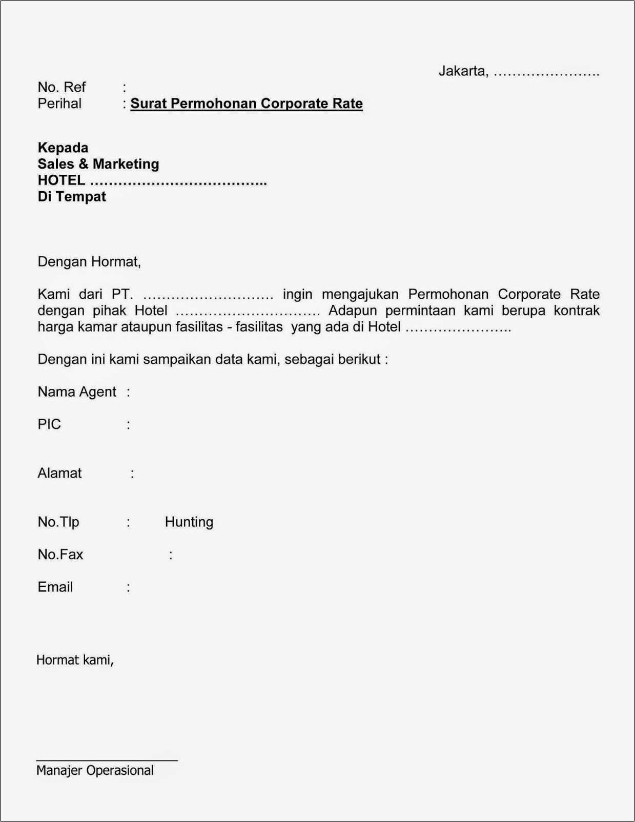 Contoh Surat Permohonan Loa