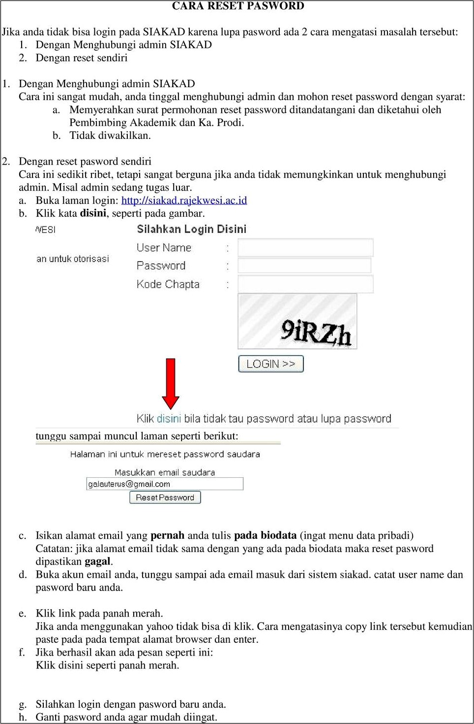 Contoh Surat Permohonan Lupa Password