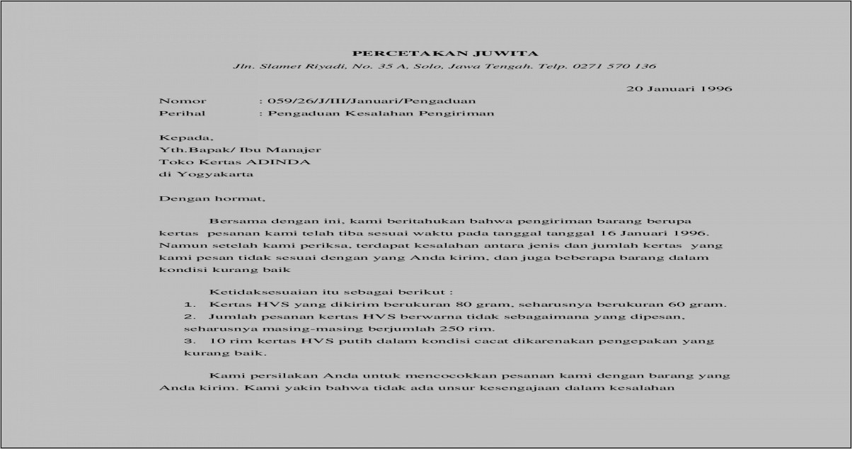 Contoh Surat Permohonan Maaf Atas Keterlambatan Pengiriman Barang