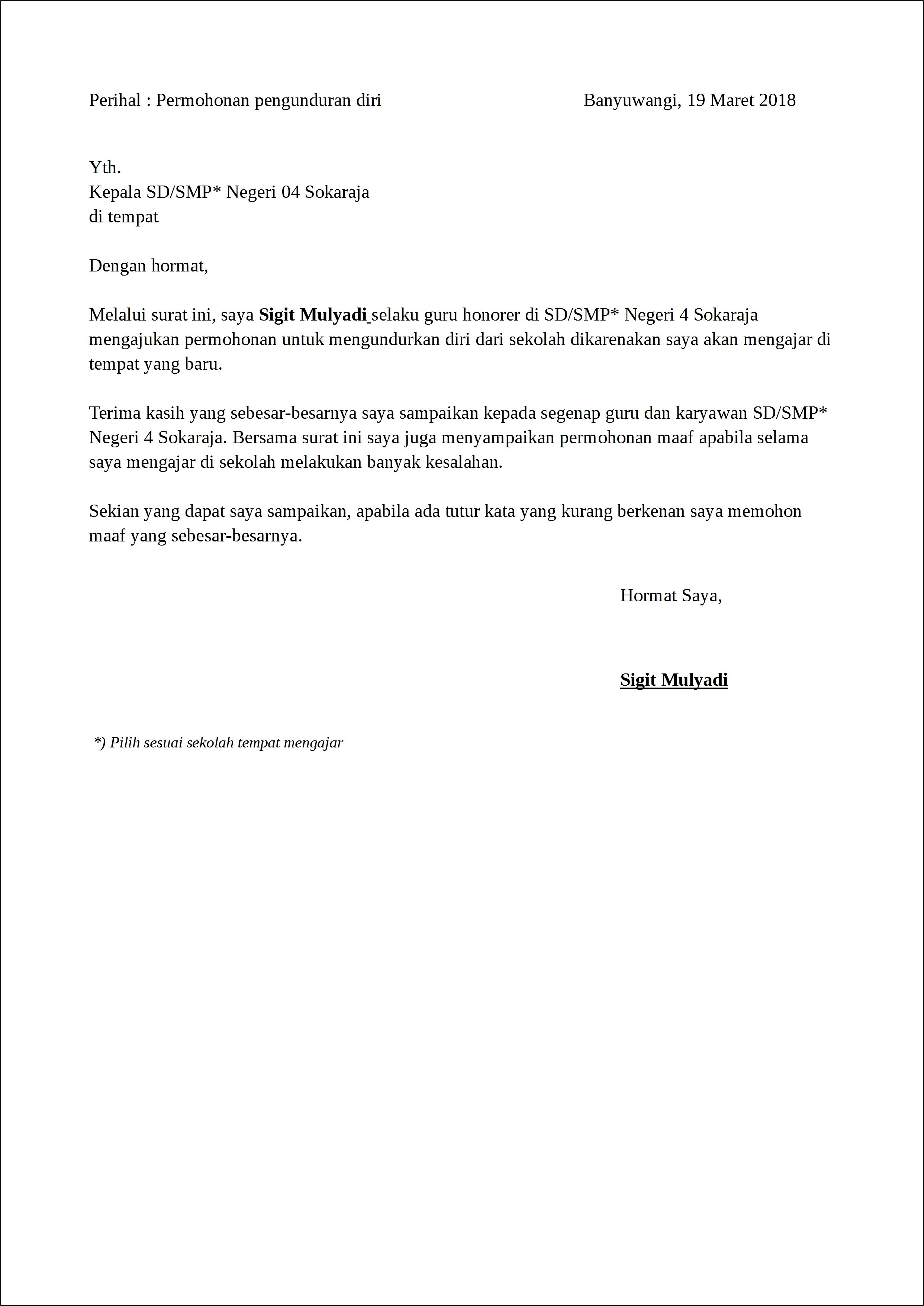 Contoh Surat Permohonan Maaf Kepada Guru Karena Melanggar Hukum
