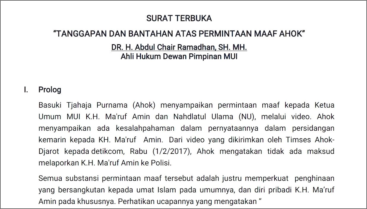 Contoh Surat Permohonan Maaf Perkelahian