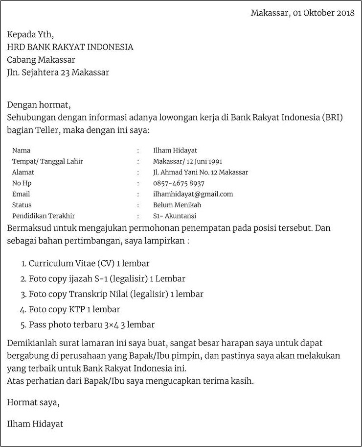 Contoh Surat Permohonan Magang Di Kantor Pajak